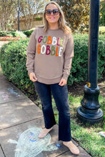 Load image into Gallery viewer, Dark Khaki GOBBLE Letter Graphic Thanksgiving Shift Sweatshirt