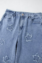 Load image into Gallery viewer, Dusk Blue Foiled Star Patchwork Straight Leg Loose Jeans