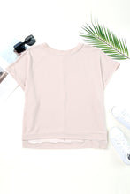 Load image into Gallery viewer, Apricot Ribbed Knit Batwing Sleeve Tunic Oversized T Shirt