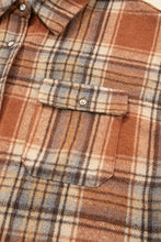 Load image into Gallery viewer, Brown Plaid Print Flap Pocket Buttoned Plus Size Shacket