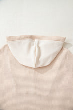 Load image into Gallery viewer, Oatmeal Waffle Patchwork Drop Shoulder Hooded Long Sleeve Top