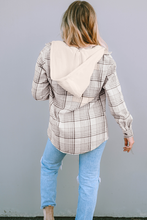 Load image into Gallery viewer, Khaki Plaid Removable Hood Buttoned Shacket