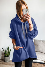 Load image into Gallery viewer, Dirty blue Fleece Lined Adjustable Drawstring Oversize Tunic Hoodie