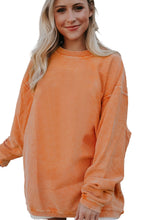 Load image into Gallery viewer, Orange Ribbed Corduroy Oversized Sweatshirt