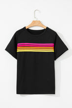Load image into Gallery viewer, Beau Blue Striped Patch Front Casual Tee