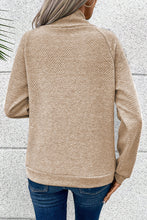 Load image into Gallery viewer, Gray Asymmetric Buttons Detail High Neck Textured Sweatshirt