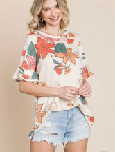 Load image into Gallery viewer, Ivory Floral Ruffle Top